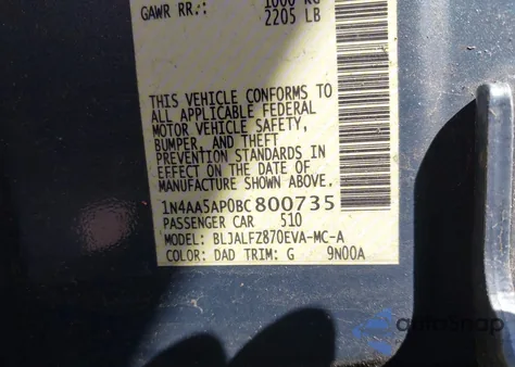 2011 Nissan Maxima 3.5 Sv from USA, damaged, VIN 1N4AA5AP0BC800735